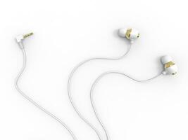 Modern white gold phone headphones - with audio jack photo