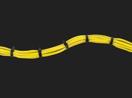 Yellow cables tied together with black zipties photo