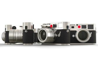 Four retro style photo cameras - studio lighting