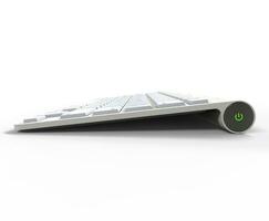 White keyboard - side view, on white background, ideal for digital and print design. photo
