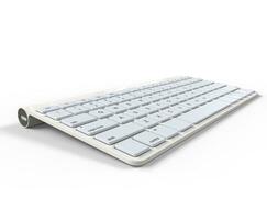 White keyboard - other view, on white background, ideal for digital and print design. photo