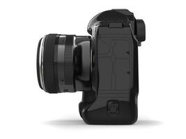 Modern professional black photo camera - side view
