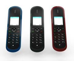 Wireless phones in three dark colors - front view photo