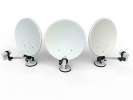 Three white TV satellite dishes - top view photo