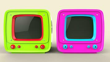 Vintage style green and pink  television sets photo