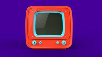 Bright orange retro TV set photo