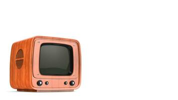 Vintage style wood TV set - on white background photo