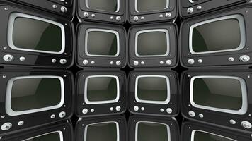 Wall of black retro style tv sets photo