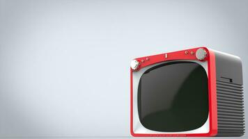 Bright red retro style TV set with black back photo