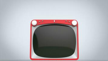 Bright red retro style TV set - closeup shot photo