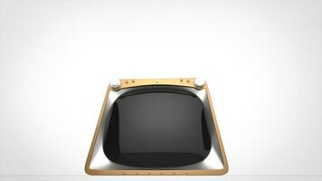 Gold retro TV set - front view wide angle shot photo