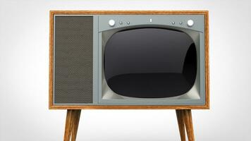 Wooden vintage TV set with silver front - closeup shot photo