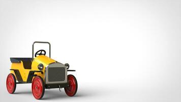 amarillo Clásico juguete coche con rojo ruedas - restaurado foto
