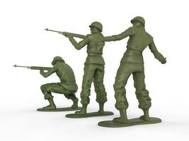 Three toy soldiers with stands photo