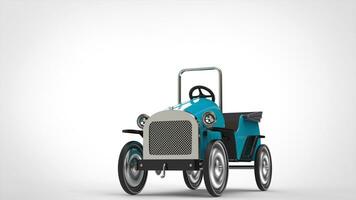 Blue vintage toy car - restored photo