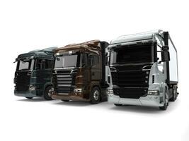 Metallic transport trucks photo