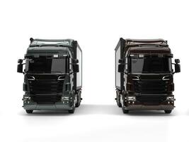 Heavy transport trucks - dark gray and brown photo