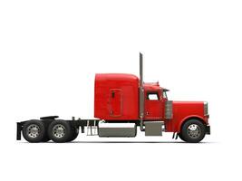 Red 18 wheeler truck - no trailer - side view photo