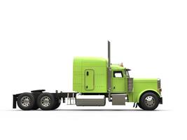 Green 18 wheeler truck - no trailer - side view photo