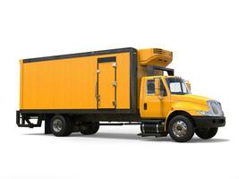 Bright yellow modern cargo truck photo
