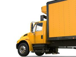 Yellow modern cargo truck - cut shot photo