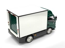 Dark green small box truck - top down view photo