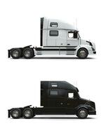 moderno semi remolque camiones - negro y blanco foto