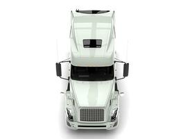 Basic white modern semi trailer truck - top down front view photo