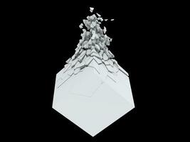 White cube shattered into pieces photo