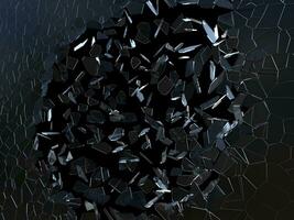 Glass window shattered into thousand pieces - circular shatter photo
