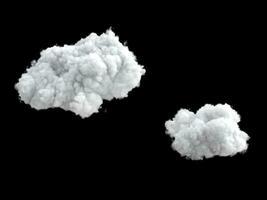 Two fluffy clouds isolated on black background photo