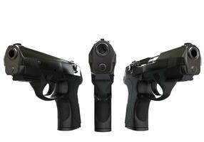 Three black semi automatic pistols photo