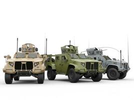 Light tactical all terrain military vehicles - on white background photo