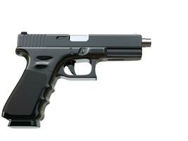 Black modern semi automatic handgun - side view photo