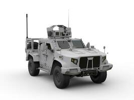 Grey light armor military vehicle - studio shot photo