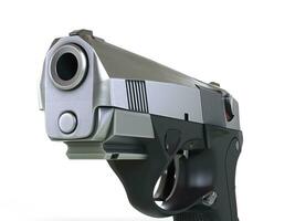 Compact semi automatic pistol - barrel closeup shot photo