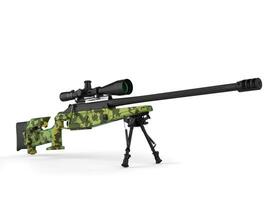 Beautiful sniper rifle with green camo paint - beauty shot photo