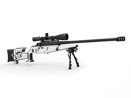 Modern silver sniper rifle - side view photo