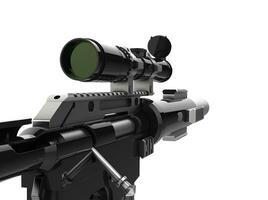 Modern black sniper rifle - first person view photo