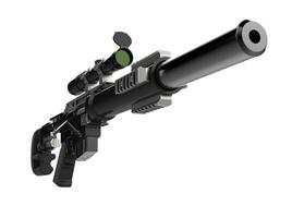 Modern black sniper rifle - closeup shot photo