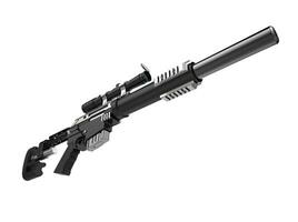 Modern black sniper rifle with silencer photo