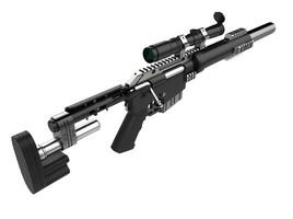 moderno negro francotirador rifle con silenciador - parte superior abajo ver foto
