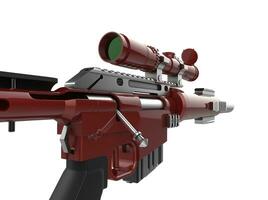 Crimson modern sniper rifle - low angle shot - extreme closeup shot photo