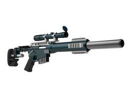 Metallic dark blue modern sniper rifle photo