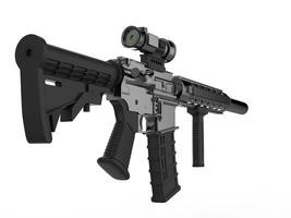 Modern army assault rifle - low angle shot back view photo