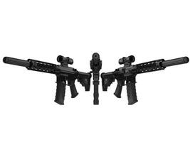 Black modern army assault rifles photo