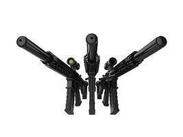 Three modern assault rifles with silencers photo