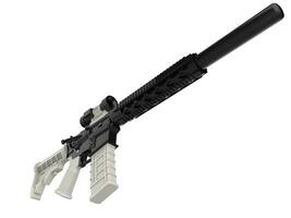 Modern assault rifles with white details - low angle shot photo