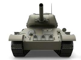 Old gray military heavy tank - front view closeup shot photo