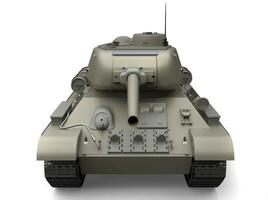 Gray old military tank - front view closeup shot photo